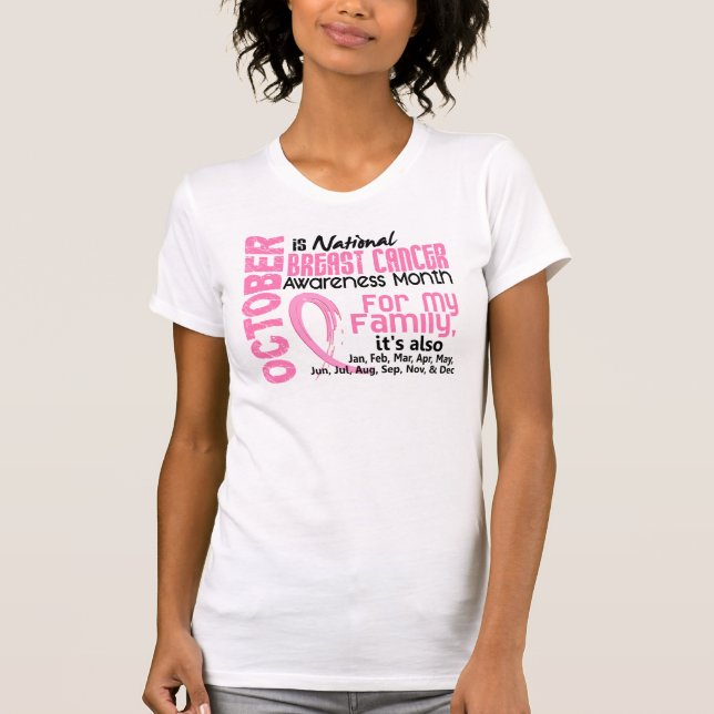 Bröstcancermedvetenhetmånad för min familj tee shirt (Framsida)