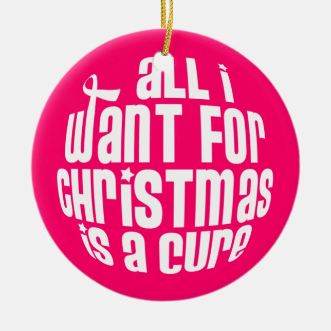 Bröstcancermedvetenhetprydnad Julgransprydnad Keramik (Framsidan)