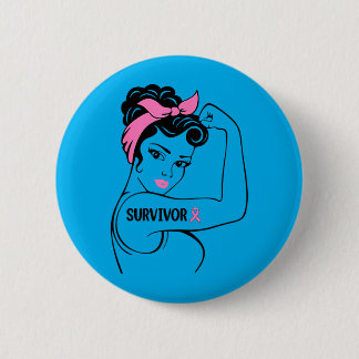 Bröstcanceröverlevande Rosie Riveter nk-medvetenhe Knapp