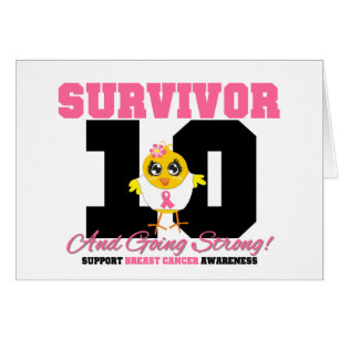 Bröstcanceröverlevare Chick 10 År Hälsningskort