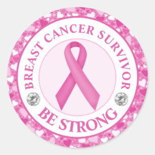 Bröstcanceröverlevare – Rosa band hjärtgräns Runt Klistermärke