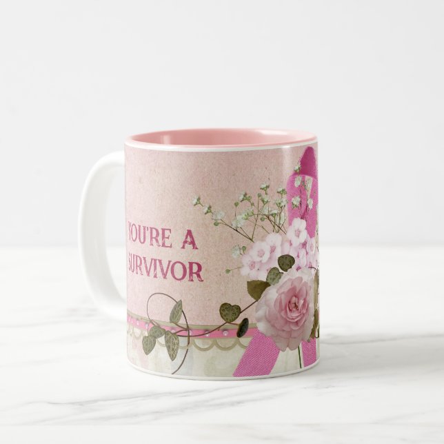 Bröstcanceröverlevare Två-Tonad Mugg (Framsida vänster)