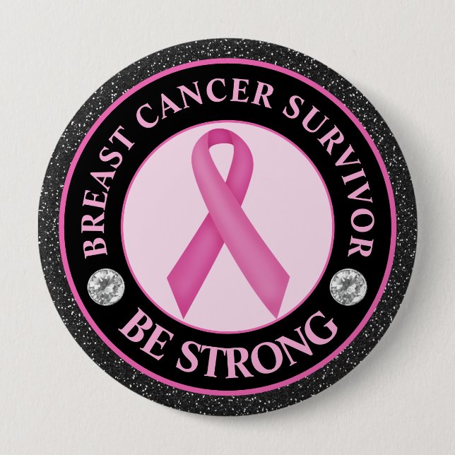 Bröstcanceröverlevare – Var Stark Rosa Bandet Knapp (Framsida)
