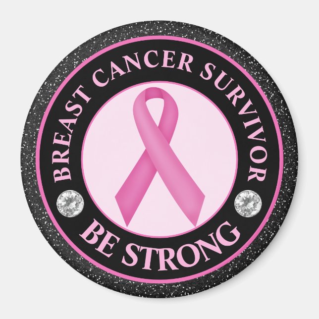 Bröstcanceröverlevare – Var Stark Rosa Bandet Magnet (Framsidan)