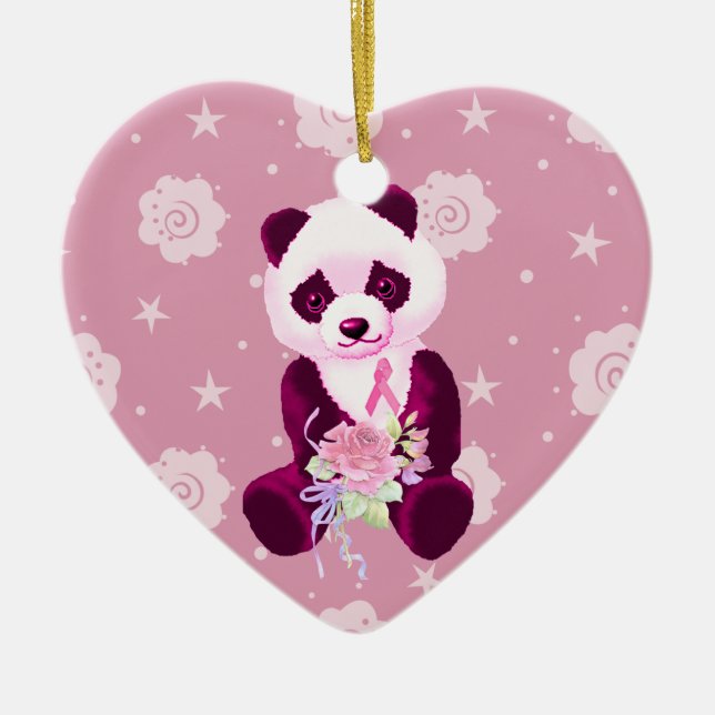 BröstcancerPandabjörn Julgransprydnad Keramik (Framsidan)