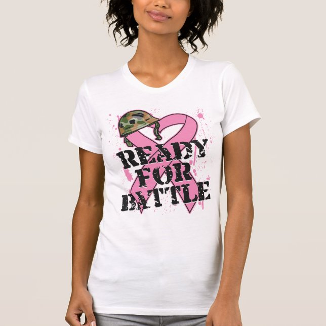 Bröstcancerredo för strid tee shirt (Framsida)