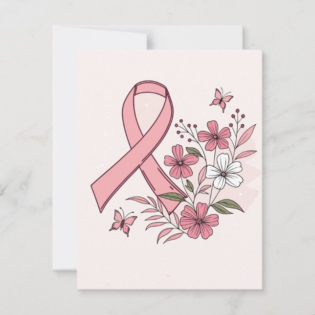 Bröstcancerribbon  tack kort (Framsida)