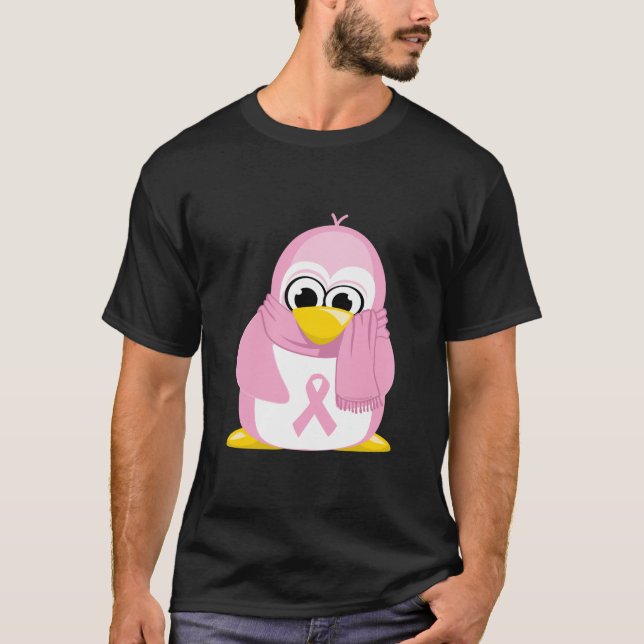Bröstcancerrosapingvin Tee Shirt (Framsida)