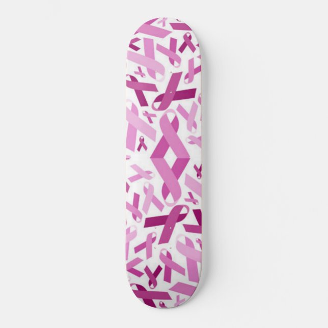 Bröstcancerrosett bandskateboard skateboard bräda 19,5 cm (Framsida)