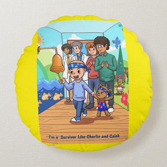 Bröstcancerrunda Tomma chemo Pillow Rund Kudde (Framsidan)