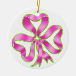 BröstcancerShamrockband Julgransprydnad Keramik