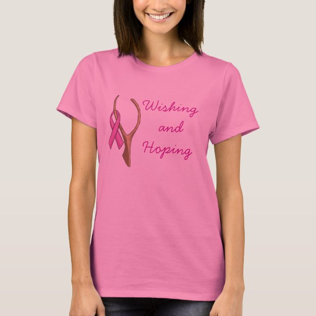BröstcancerWishbone med den rosa bandskjortan Tee Shirt (Framsida)