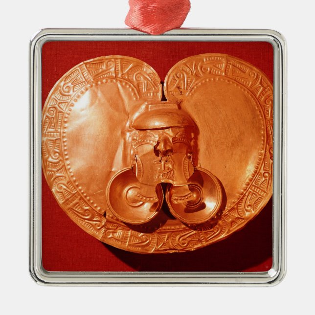 Bröstfena med ett människaansikte julgransprydnad metall (Framsidan)