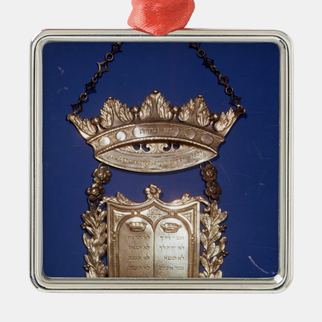 Bröstharnesken eller skyddar för den Torah rullan Julgransprydnad Metall (Framsidan)