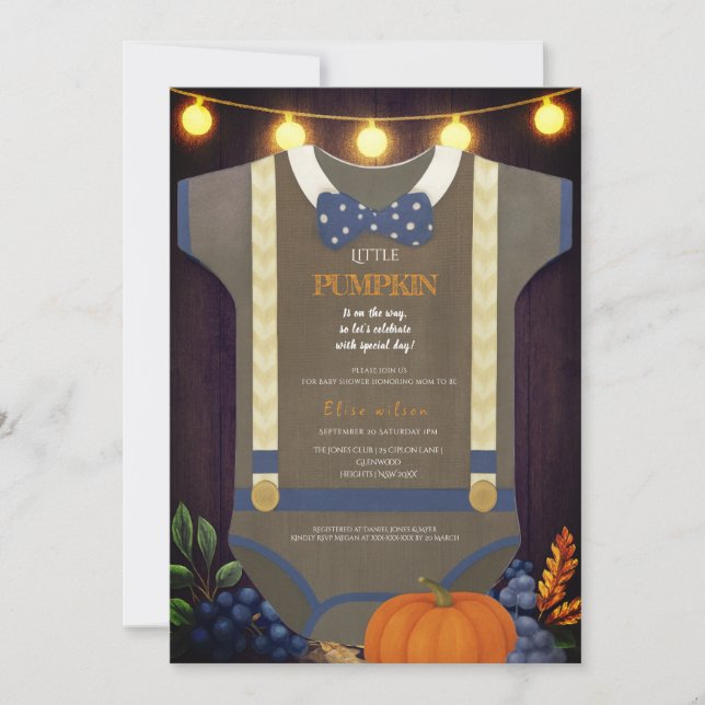 Bröstkorgen för babydusch-autum-fall, oskärpa, bur inbjudningar (Framsida)