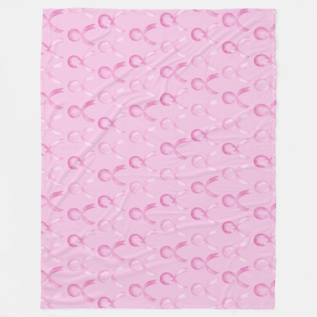 Bröstkorgscancer Pink Vågrät #bröstcancer Fleecefilt (Framsidan)