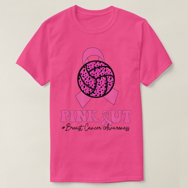 Bröstkorgscancer Rosa ut ur Volleyball Rosa Ribb T Shirt (Design framsida)