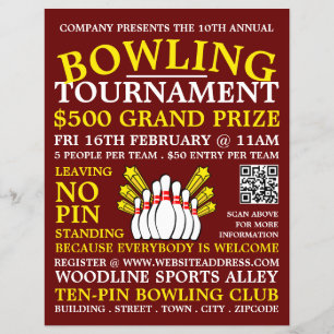 Bröstkorgsdesign, 1-stifts-Bowling-turnent Reklamblad