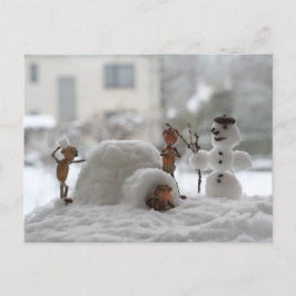 Bröstkort i snö vykort