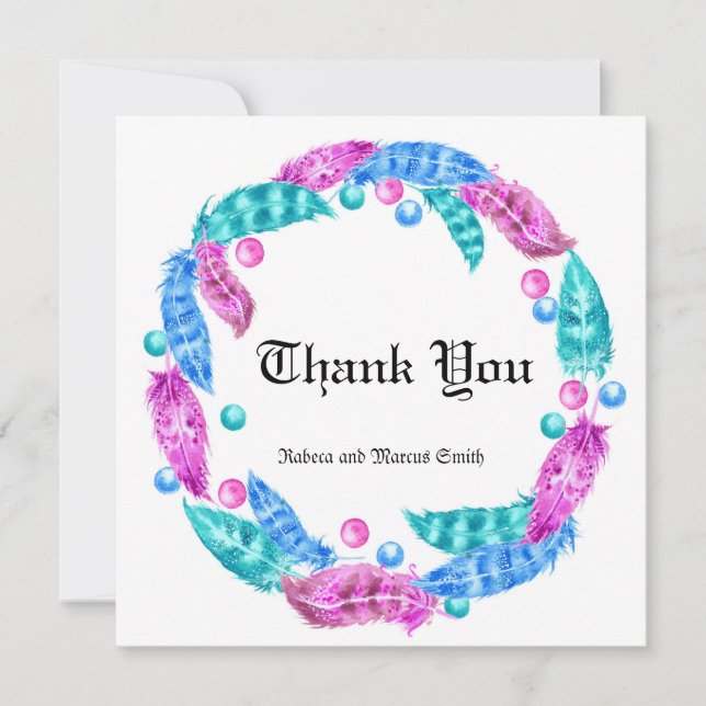 Bröstkrans, elegans hos levande färg t tack kort (Framsida)