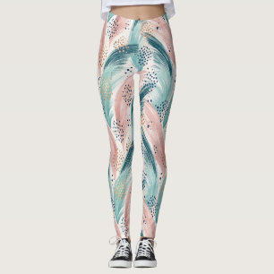 Bröstlinje & Guld Dot Abstrakt Mönster Leggings
