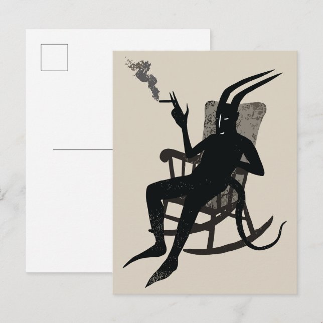 Bröstning i Djävulen - Mörk Humor Wall Art Vykort (Fram/baksida)