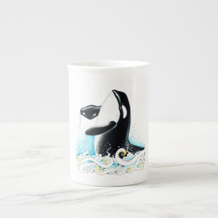 Bröstning i Orca valdoodle Bläck Benporslin Mugg