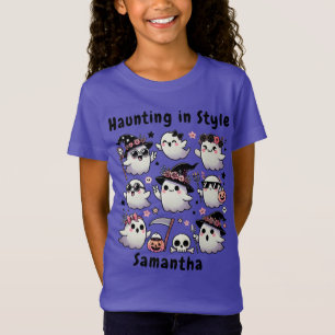 Bröstning i Stil Spöken Girls Halloween T Shirt