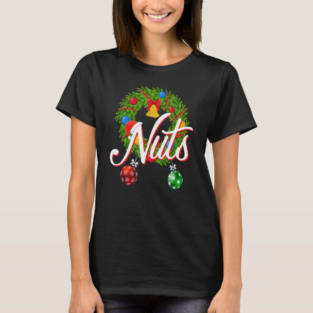 Bröstnötter Matchande Kastanjer Julpar Kos T Shirt (Framsida)