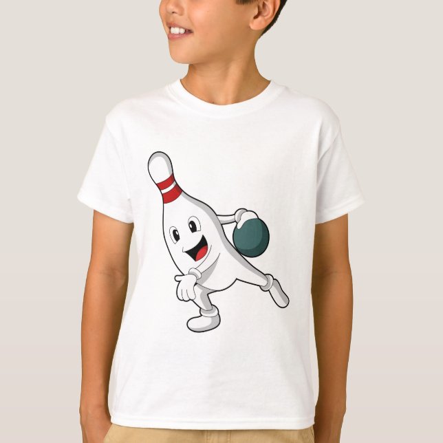 Bröststift vid Bowling med Bowling ball T Shirt (Framsida)