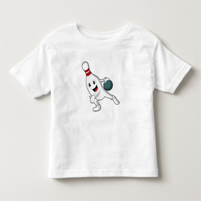 Bröststift vid Bowling med Bowling ball T Shirt (Framsida)