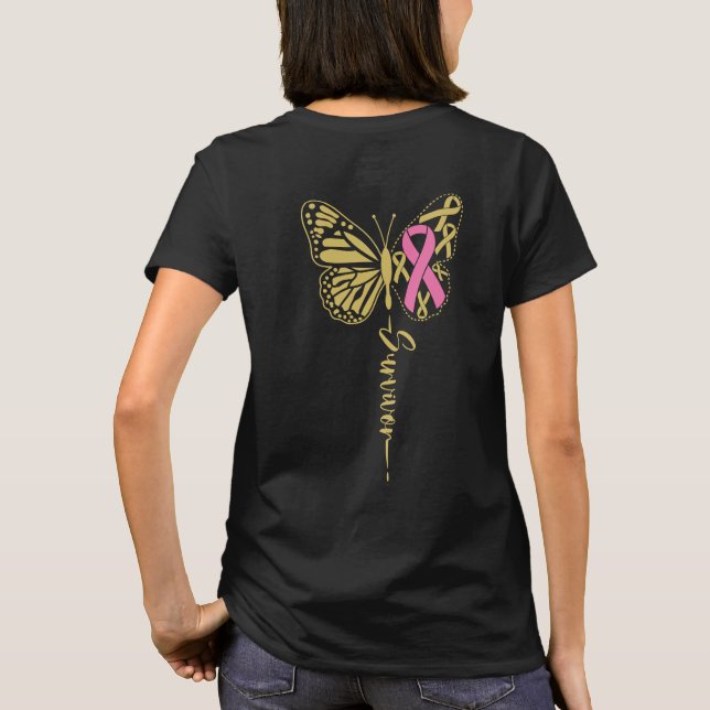 Bröt. Cancer Survivor Butterfly T Shirt (Baksida)
