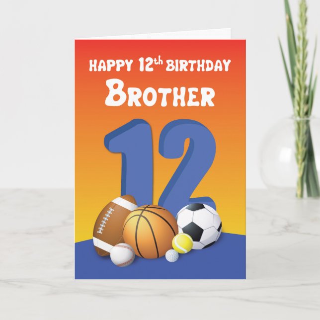 Brother 12:e Birthday Sports Bollar Kort (Framsida)