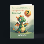 Brother 2:a födelsedag Personalize Namn Cute Drago Kort<br><div class="desc">Lägg din broders namn till detta födelsedagskort för att göra det till hans. Med en skarp ballong,  leende grönt drake och magiska beröringar förvandlar den här personligen sin andra födelsedag till en fullt av glädje och kärlek.</div>
