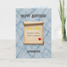 Brother 5 star review blue birthday kort