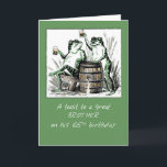 Brother 65e Birthday Frogs Toasting with Beer Kort<br><div class="desc">Din bror är 65 i dag! Skicka honom den lyckligaste födelsedagen med det här kortet som visar två burkar som dricker över en ölfat. Skicka lycka och roligt till honom i dag när han firar sin födelsedag! Cliparts hövlighet i vintage bild.</div>