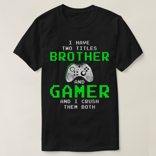 Brother and Gamer Retro Pixel Design T Shirt (Design framsida)