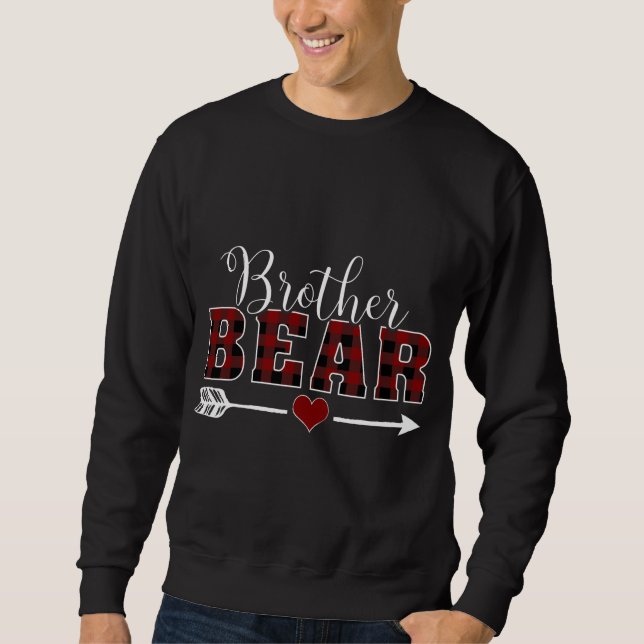 Brother Bear Buffalo Plade Arrow Heart Son Christm Lång Ärmad Tröja (Framsida)
