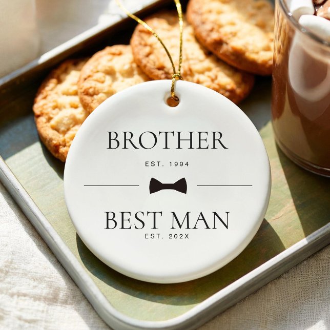Brother Best Man Wedding Groomsman Custom Est Julgransprydnad Keramik (Skapare uppladdad)