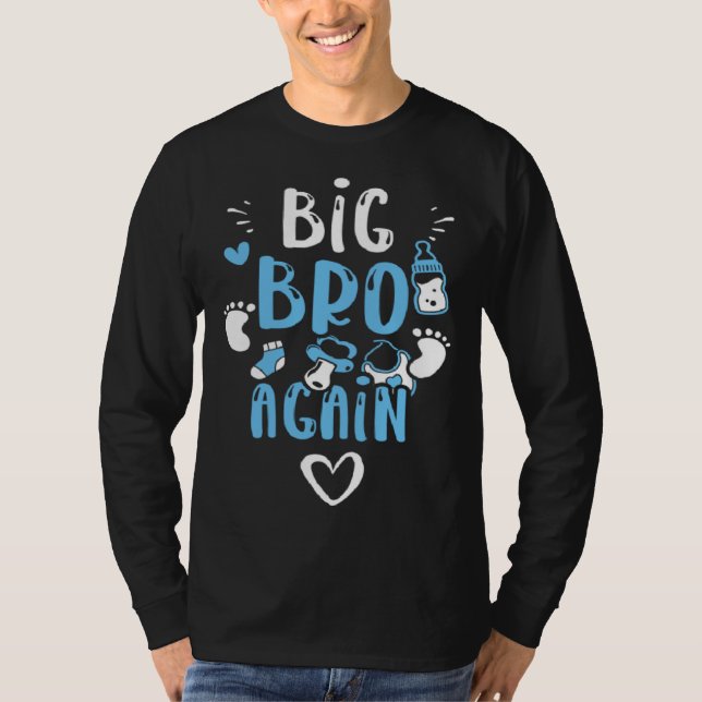Brother Big Bro Again  Baby Boy Sayings T Shirt (Framsida)