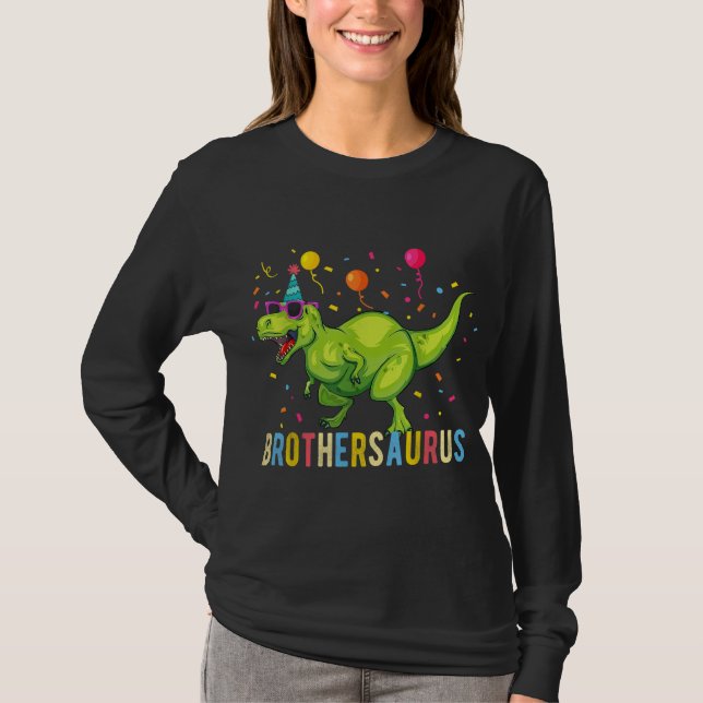 Brother Birthday Boy T Rex Dinosaur T Shirt (Framsida)