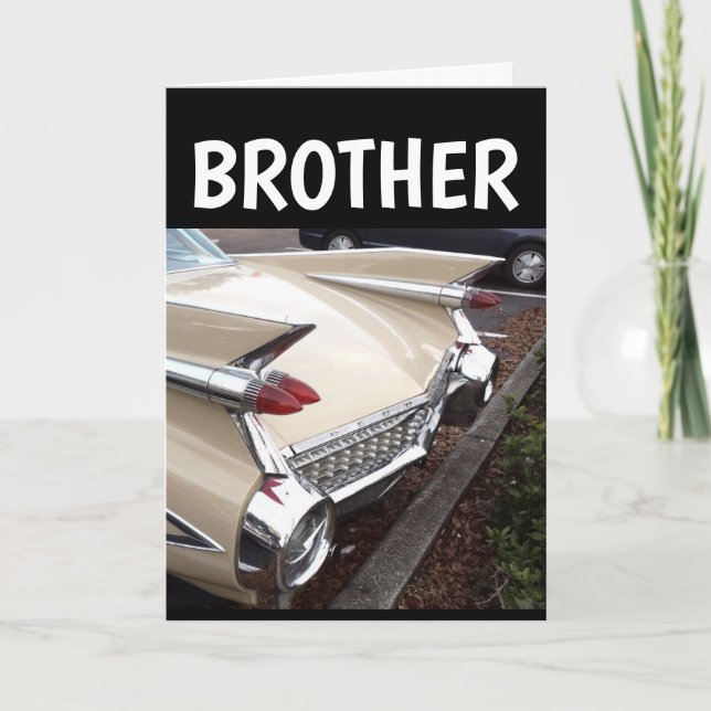 BROTHER BIRTHDAY CLASSIC CAR CADDY GREETY CARD KORT (Framsida)