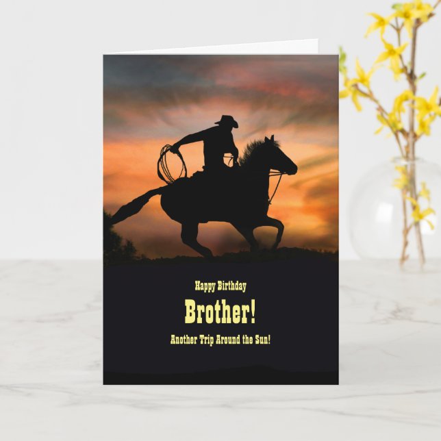 Brother Birthday Coola Land Western Horse Card Kort (Gul blomma)