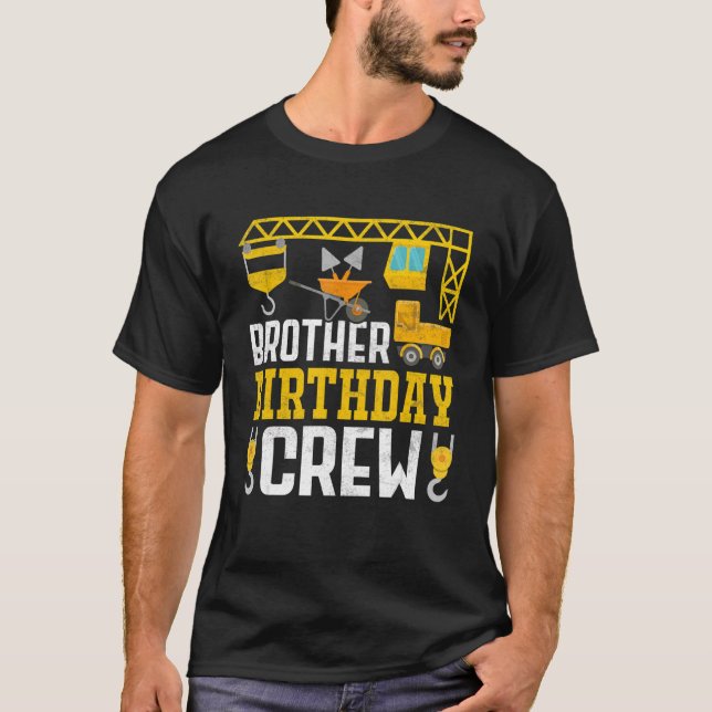 Brother Birthday Crew  Construction Birthday Party T Shirt (Framsida)