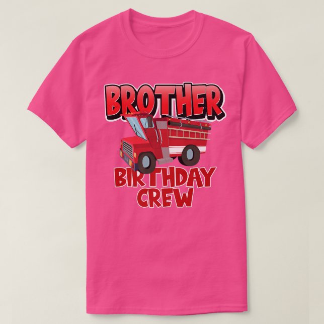 Brother Birthday Crew Fire Truck Firefighter Birth T Shirt (Design framsida)