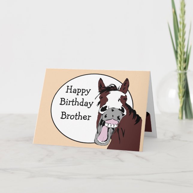 Brother Birthday Humor med Horse Tecknad Kort (Framsida)
