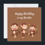 Brother Birthday som Fånig underbara apor Kort<br><div class="desc">Grattis på födelsedagen Brother,  jag hoppas att det är lika fånig och underbart som du är med söt apa Animal Humor</div>