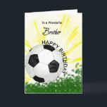 Brother Birthday-visitkort Kort<br><div class="desc">Ge din fotbollsälskande bror ett fotbollskort med ett explosivt fotbollstema! En fotboll med ord "till en underbar bror".</div>