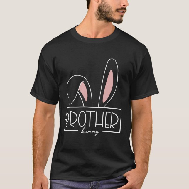 Brother Bunny Costume Egg Hunt Family Rabbit Ears  T Shirt (Framsida)