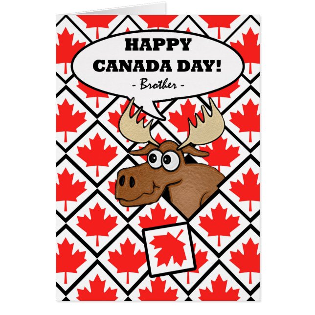 Brother Canada Day Funny Moose Maple Löv Hälsningskort (Framsidan)